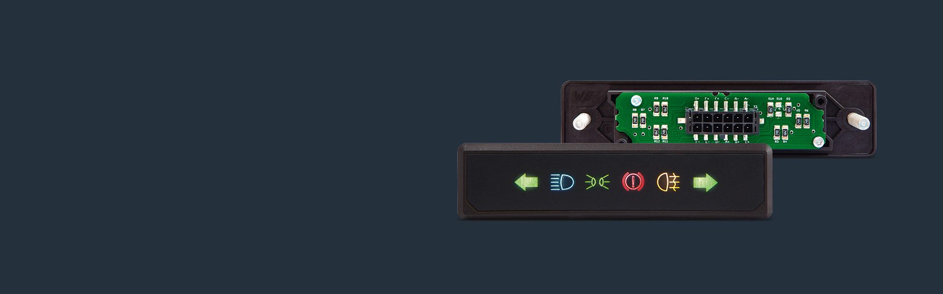 Display module with 6 individually configurable LED symbols