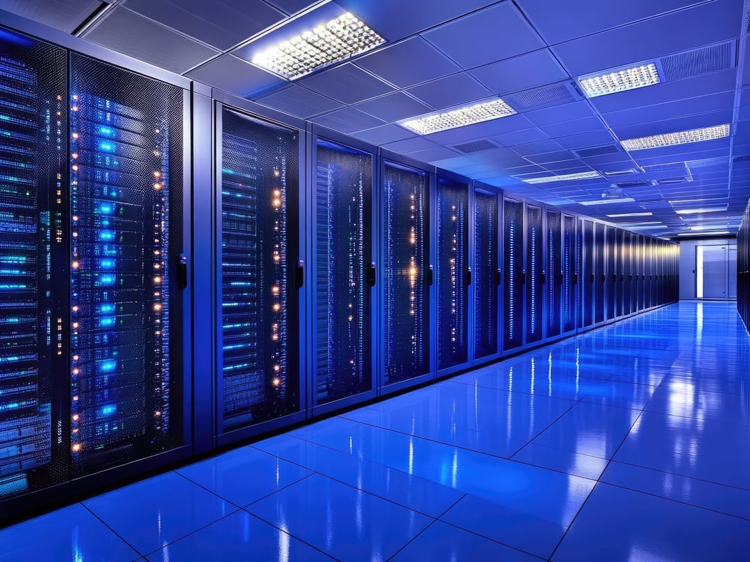 A server room that looks futuristic and clean