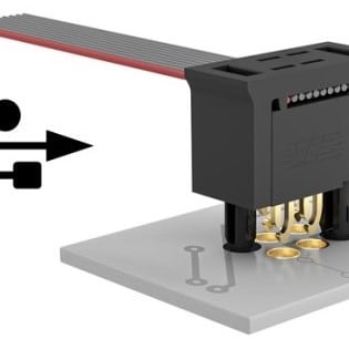 USB sign with a SKEED connector on white background