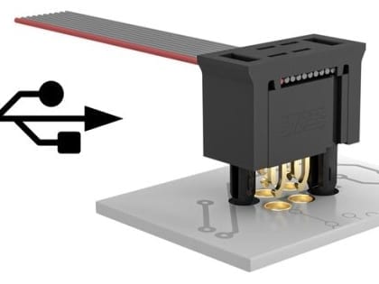 USB sign with a SKEED connector on white background