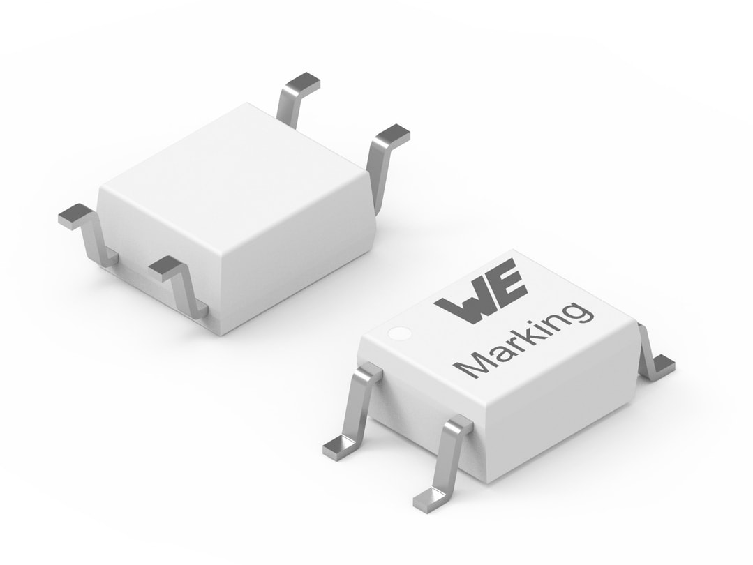 Two white optocouplers on white background