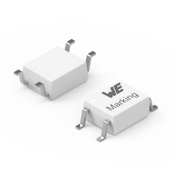 Two white optocouplers on white background