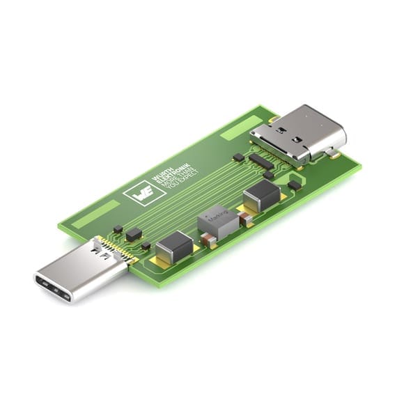 USB three component with circuit board on white background