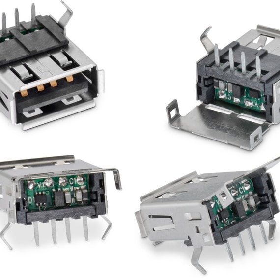 Four USB components on white background