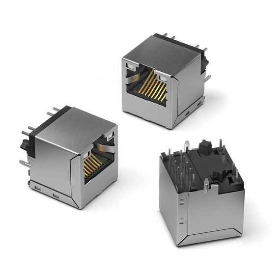 Three LAN components on white background