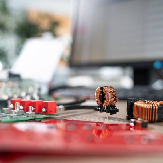 Desk with electronic components