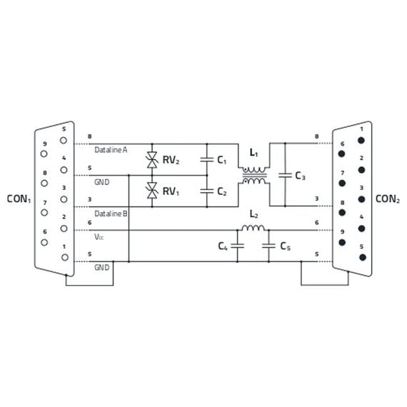 Electronic component on white background