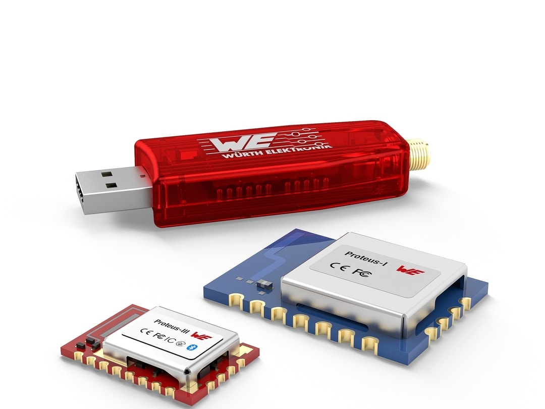 Three different electronic components on white background