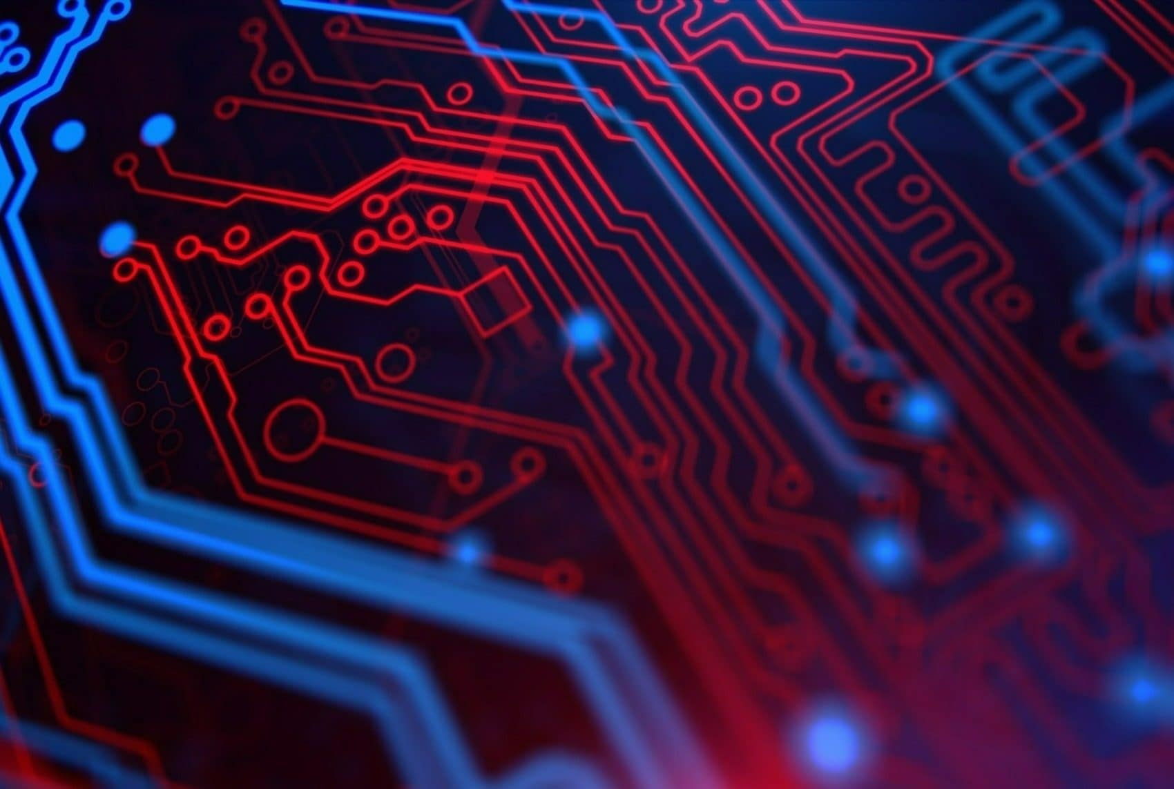 Computer Aided Data Optimization computer based blue and red lines for data flow