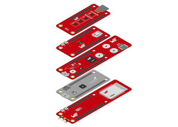 FeatherWings Sensor 5 pcbs with sensor that can be stacked on top of each other