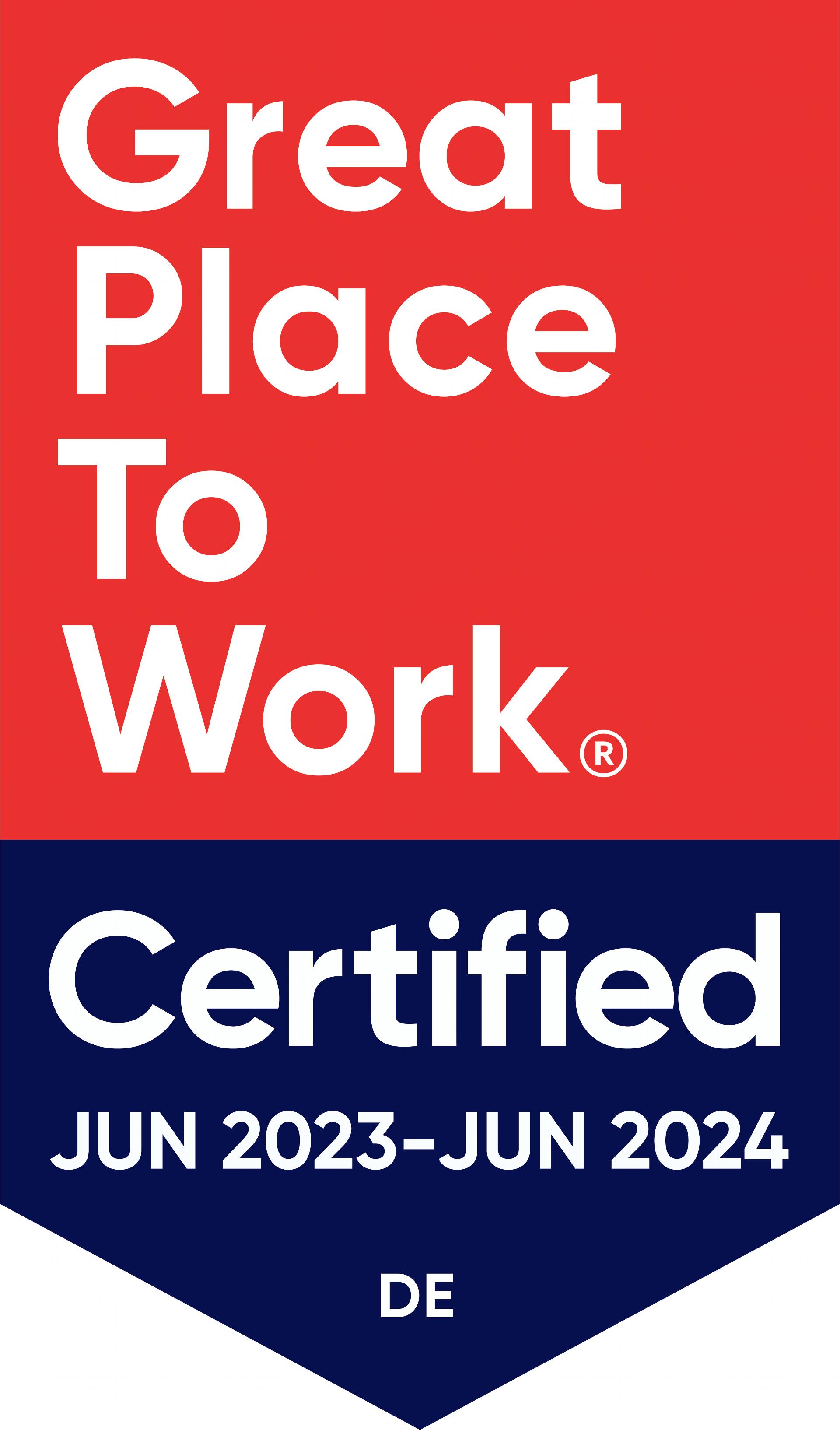 Great Place To Work Siegel JUN 2023 - JUN2024 Siegel für die Auszeichnung Great Place To Work