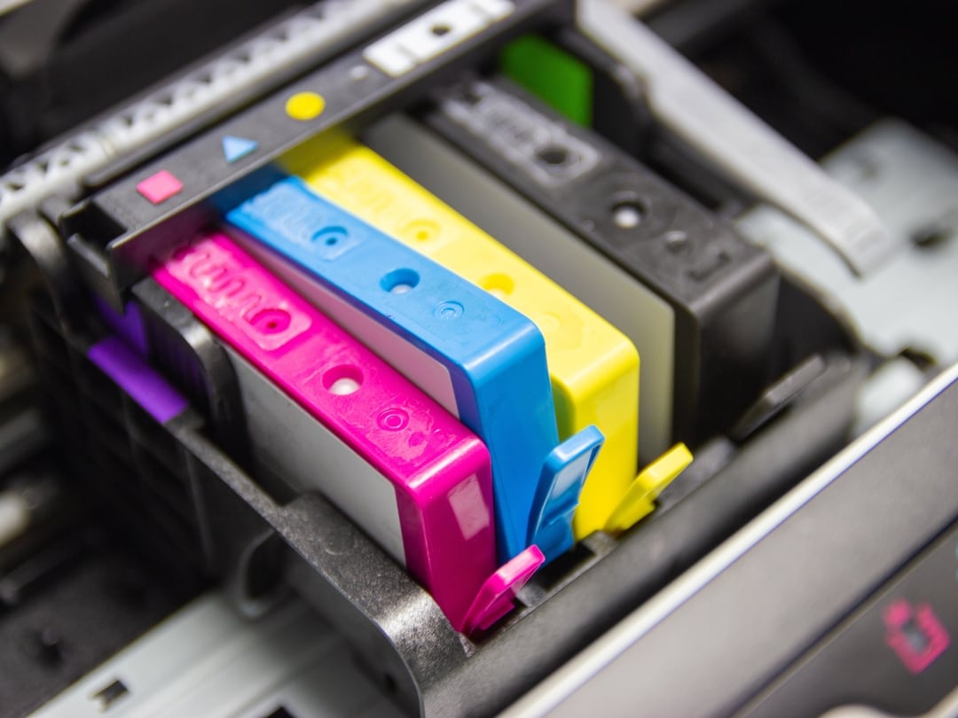 close up of printer ink carriage en