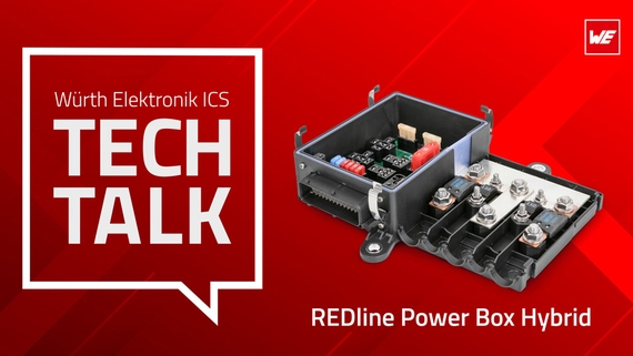 Thumbnail Tech Talk Power Box Hybrid REDline Power Box Hybrid on red background with white Tech Talk speech bubble