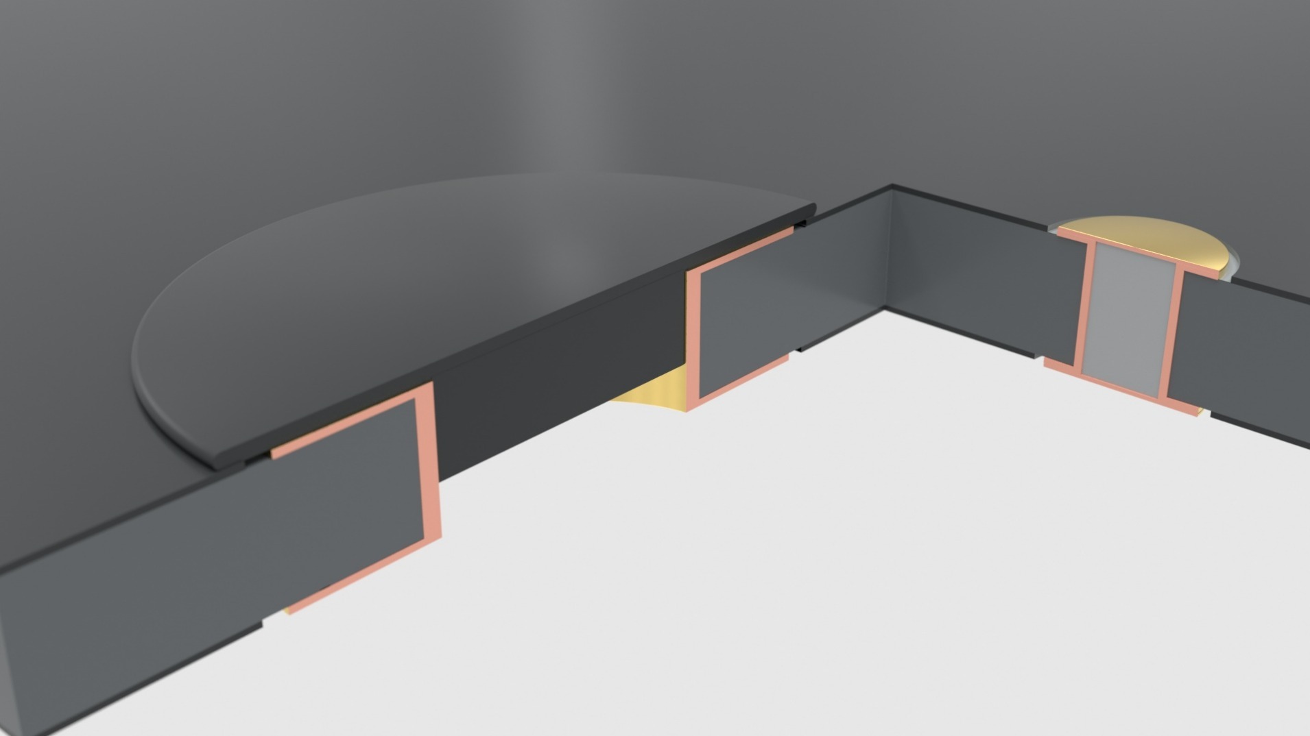 CBT Capability Plugging and Filling Rendering of a printed circuit board with plugged and filled & capped vias.