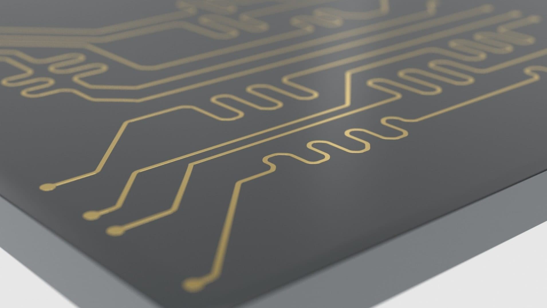 CBT Capability Signalintegrität Rendering einer Leiterplatte mit Fokus auf Signalintegrität - Farbe Gold