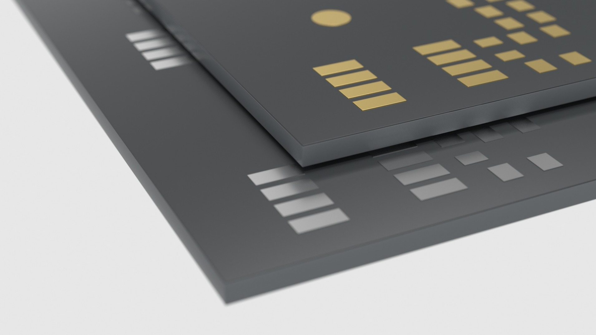 CBT Capability Solder Surfaces Rendering of a printed circuit boards with focus on solder surfaces