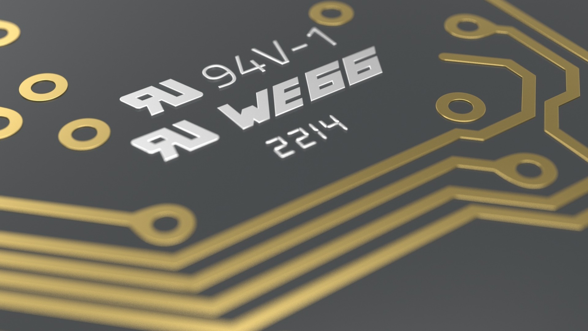 CBT Capability Specifications and Certifications Rendering of a printed circuit board with focus on specifications and certifications