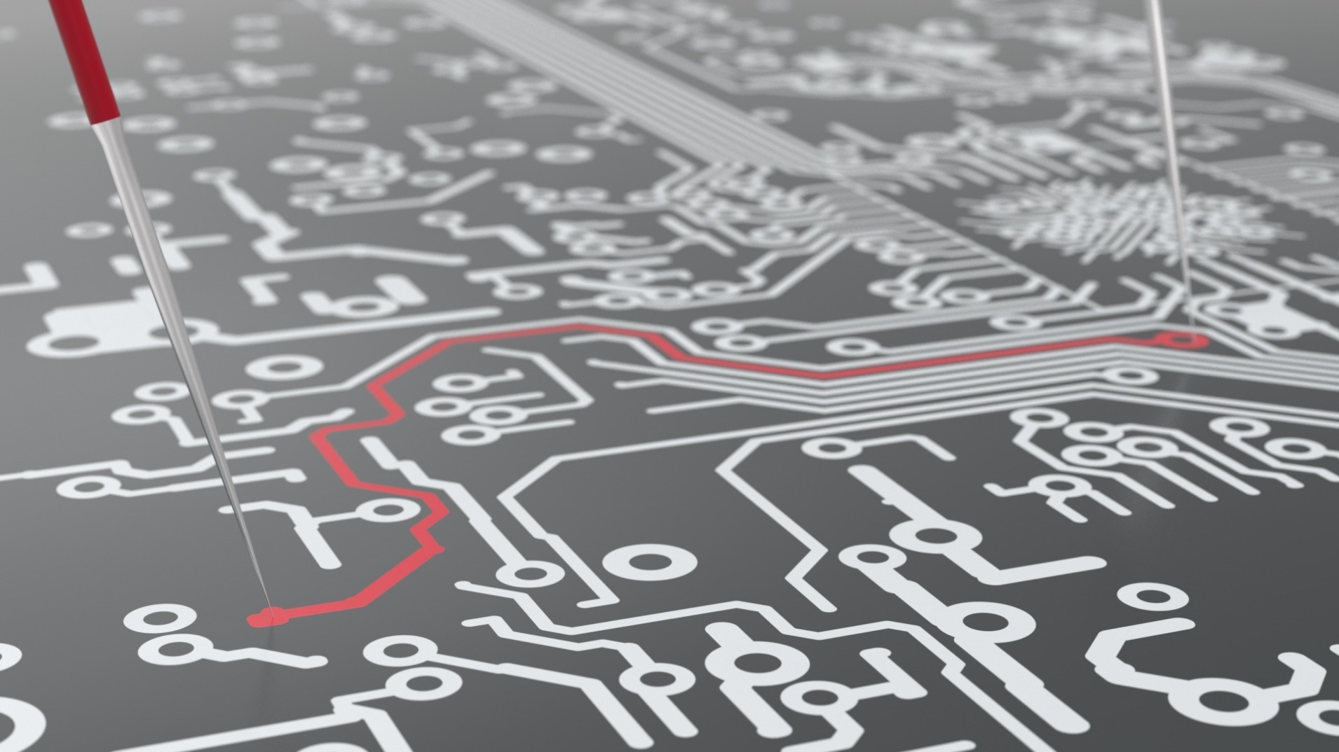 CBT Capability Tests Rendering of a printed circuit board with focus on test methods