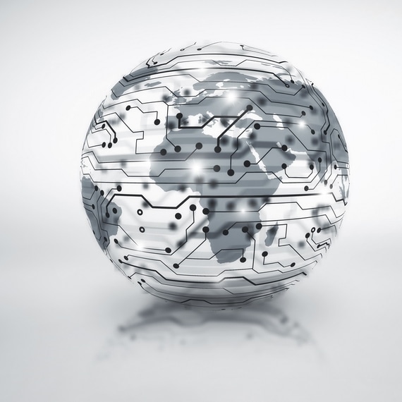 Image shows globe with stylized conductors