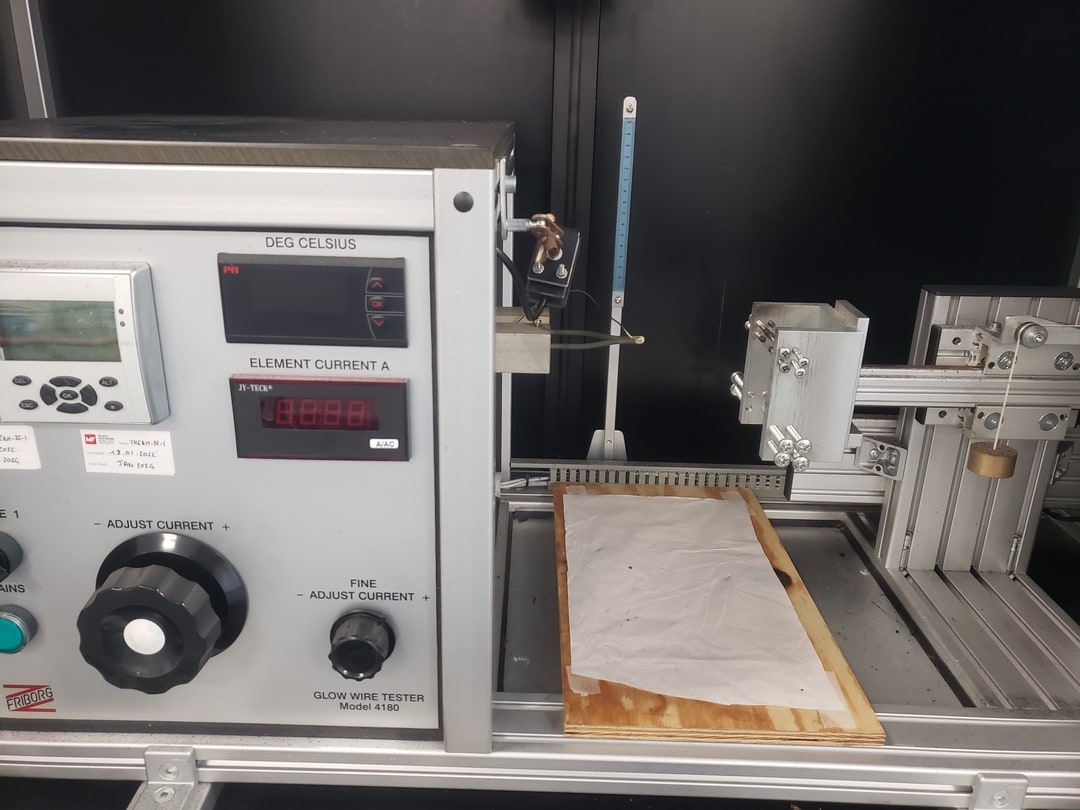 glow-wire testing machine in the lab