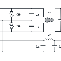 Electronic component on white background