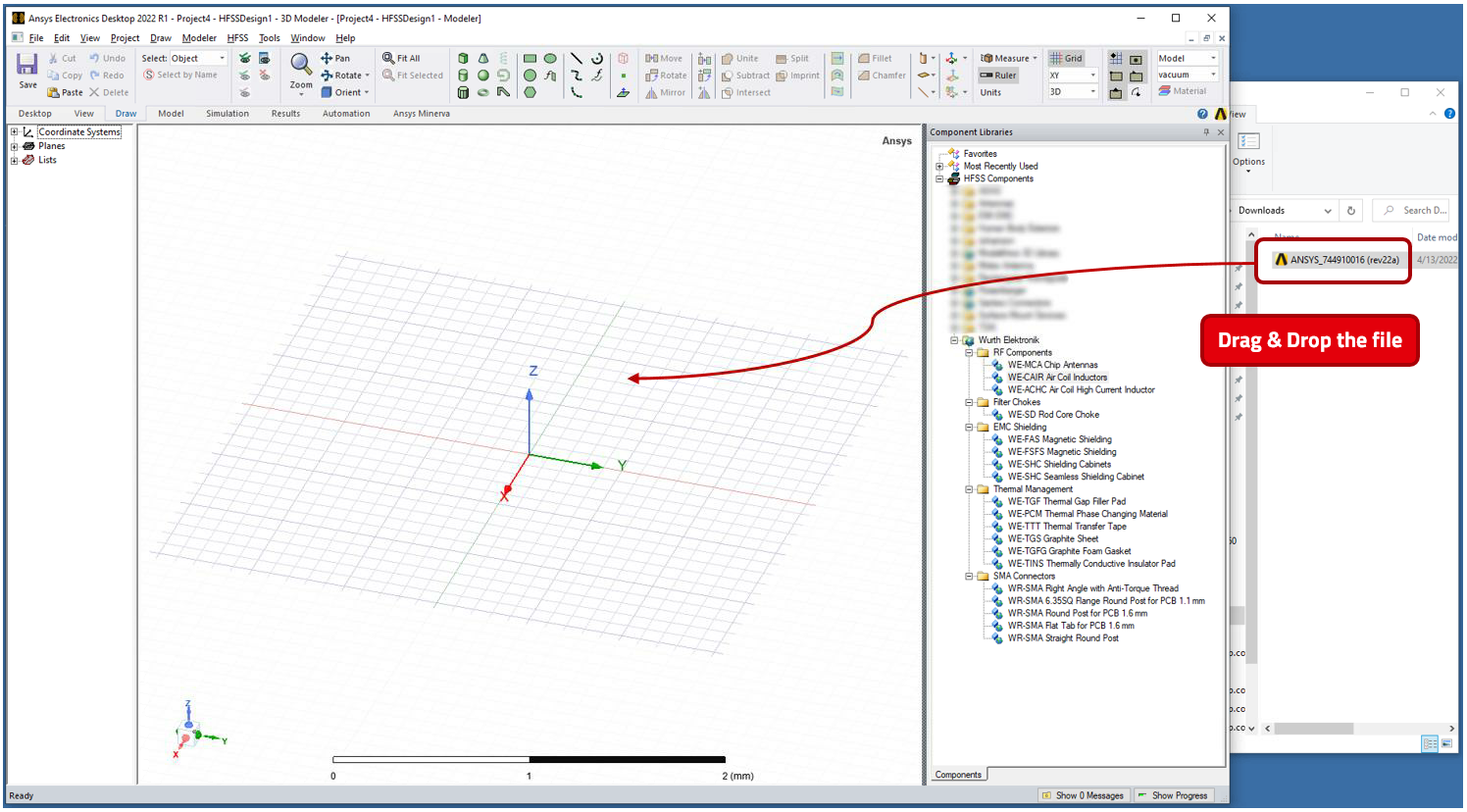 Ansys Drag and Drop How to drag and drop library files into Ansys software