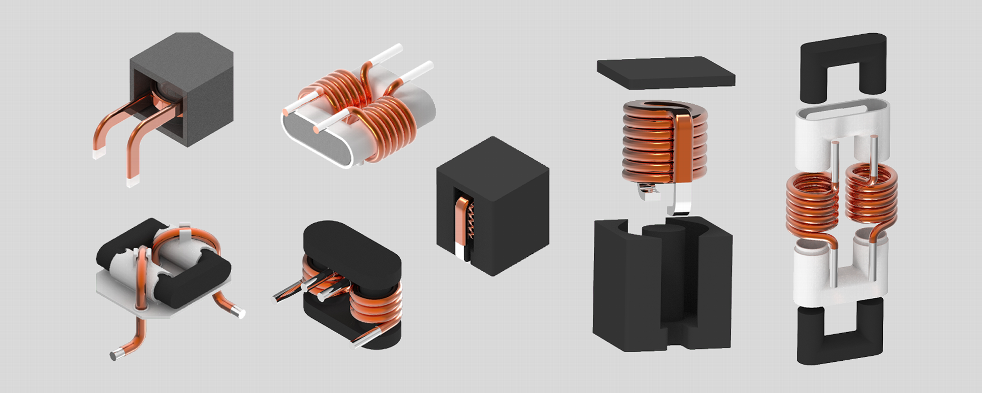 Category 2 Customized Automotive Parts Customized inductors for the use in automotive applications in front of a grey background