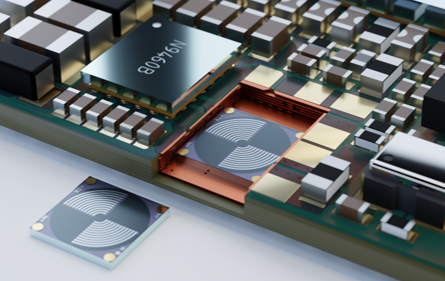 Siliziumbasierte Bauelemente Anwendungsbeispiel Siliziumbasiertes Bauelement in Leiterplatte integriert