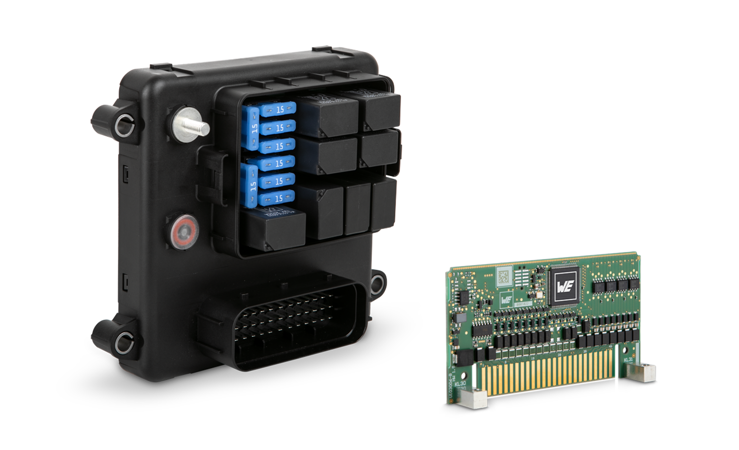 Product collage electronic power distribution units Product collage of the CAN Box 8FR-6 and CDM-A16 electronic power distribution units