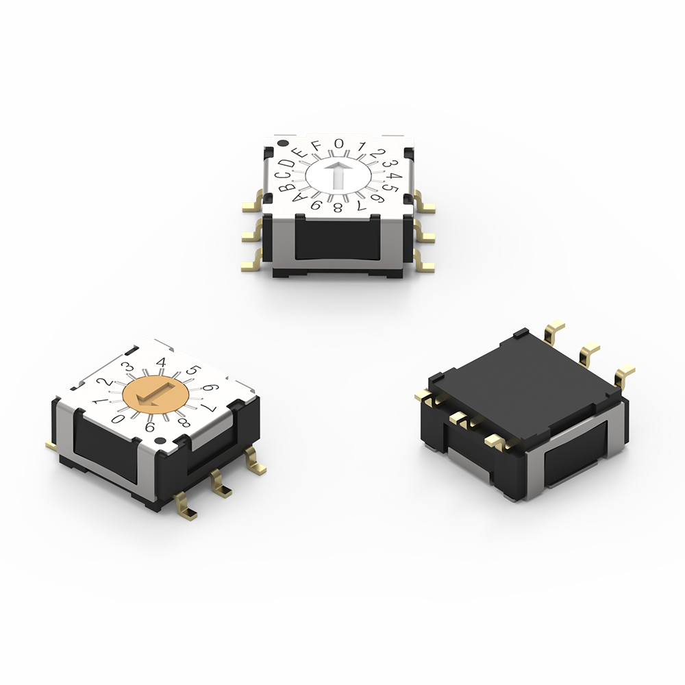 WS-ROSV SMT IP67 Rotary Switch with Arrow Type Actuator 7x7 mm The WS-ROSV SMT IP67 Rotary Switch with arrow-type actuator and dimensions of 7x7 mm is a rotary switch.