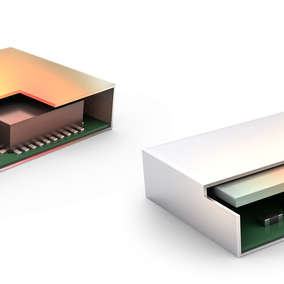Two rectangular circuit boards with a box around it