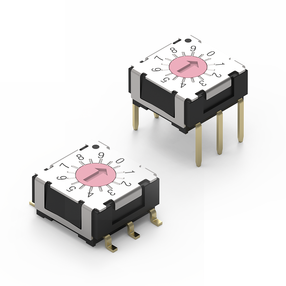 Rotary Switches Two different rotary coding switches with pins of different lengths