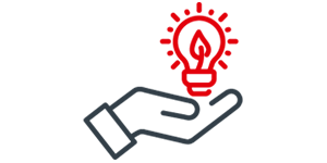 sustainability icon - resource & environment Icon by hand with a bulb in the middle of which shines a leaf