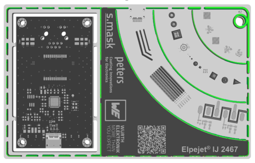 CBT physical PCB sample s.mask technology 3D edge structures 11_2025, additive inkjet-based solder mask process