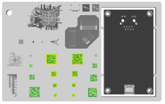 CBT Handmuster s.mask Technologie QR Codes in unterschiedlichen Größen 11_2025,additives Lötstopplackverfahren auf Tintenstrahlbasis