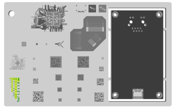 CBT physical PCB sample s.mask technology text printing in various seizes 11_2025, additive inkjet-based solder mask process