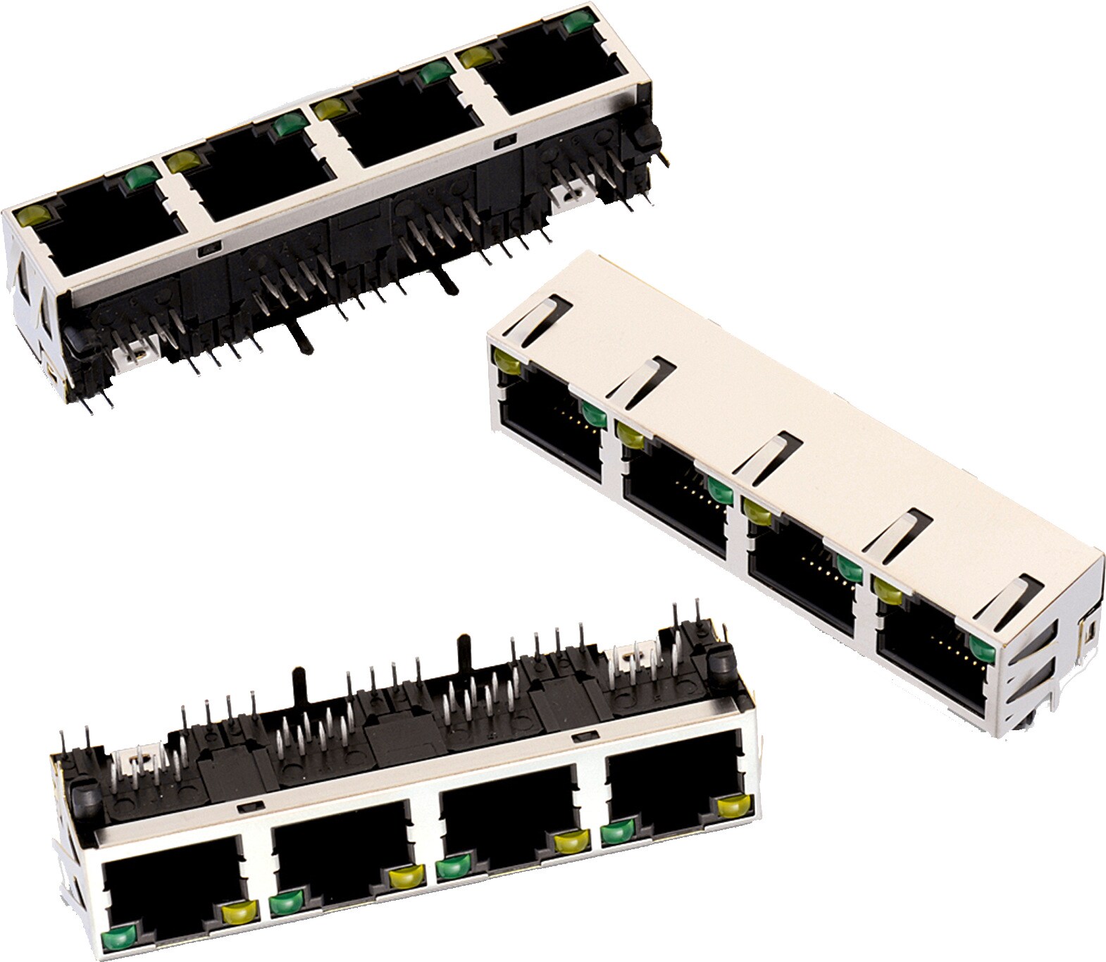 Wr Mj Modular Jack Horizontal Shielded Ganged 4 Ports W Led And Emi Panel Finger 8p8c Tab Up Electromechanical Components Wurth Elektronik Product Catalog