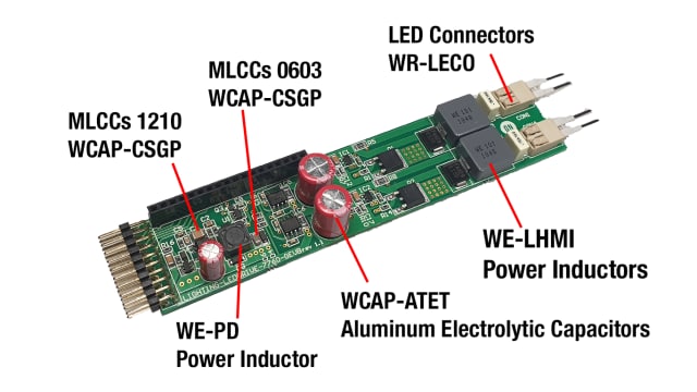 Alle Bauelemente von Würth Elektronik auf dem LIGHTING-1-GEVK - LIGHTING-LEDDRIVE-7760-GEVB