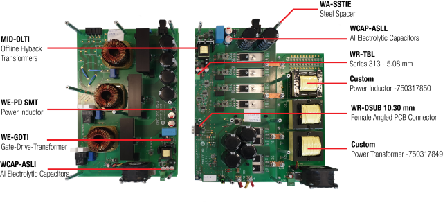 All used Würth Elektronik parts in a overview