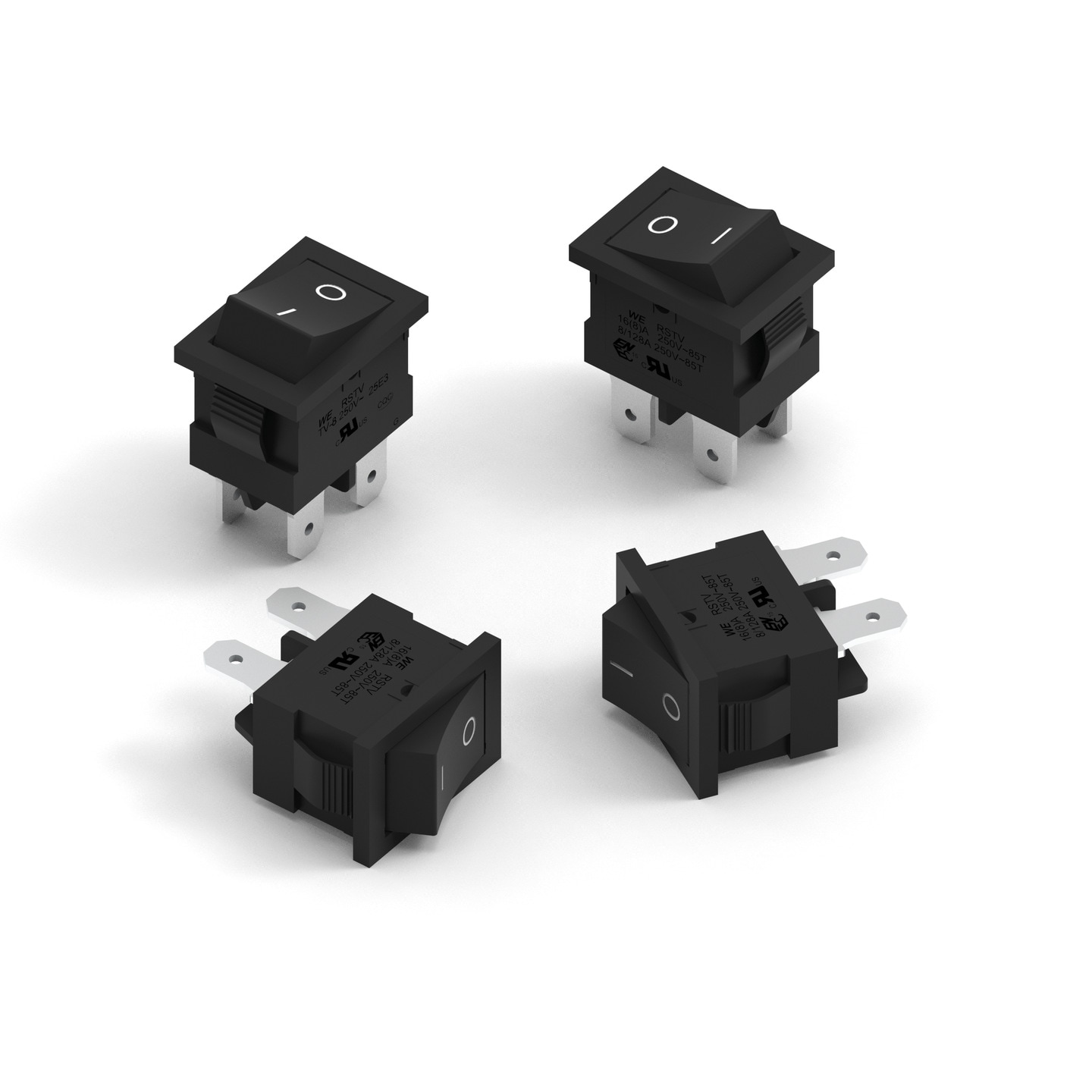 WS-RSTV 19.2 x 12.9 mm panel cut-out rocker switch with 0.187” quick connect terminal