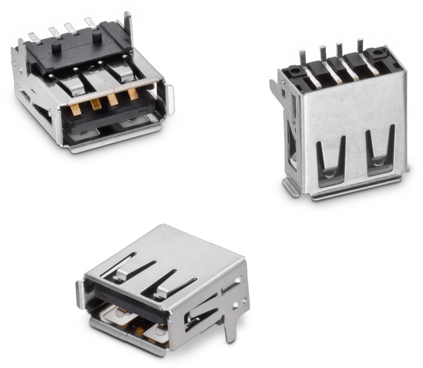 WR-COM USB 2.0 Type A Horizontal SMT with pegs