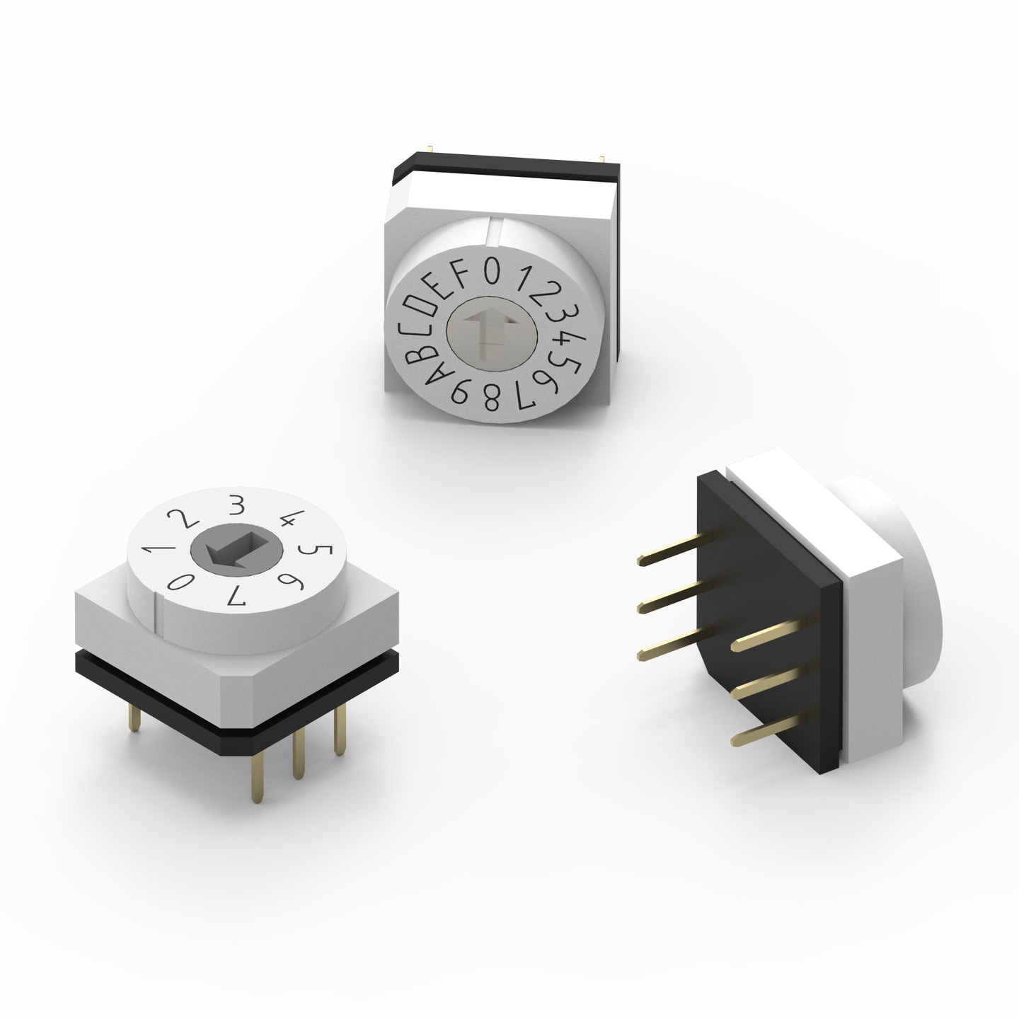 WS-ROTV THT IP67 Rotary Switch with Arrow Type Actuator 10x10 mm 