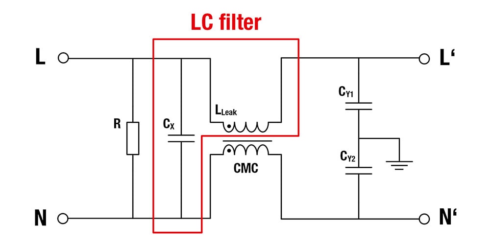 CM Differential Mode Filter Design Kit Schematic of a Differential Mode Filter