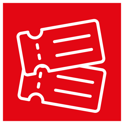 eiSos icon tickets Rotes icon mit zwei Tickets