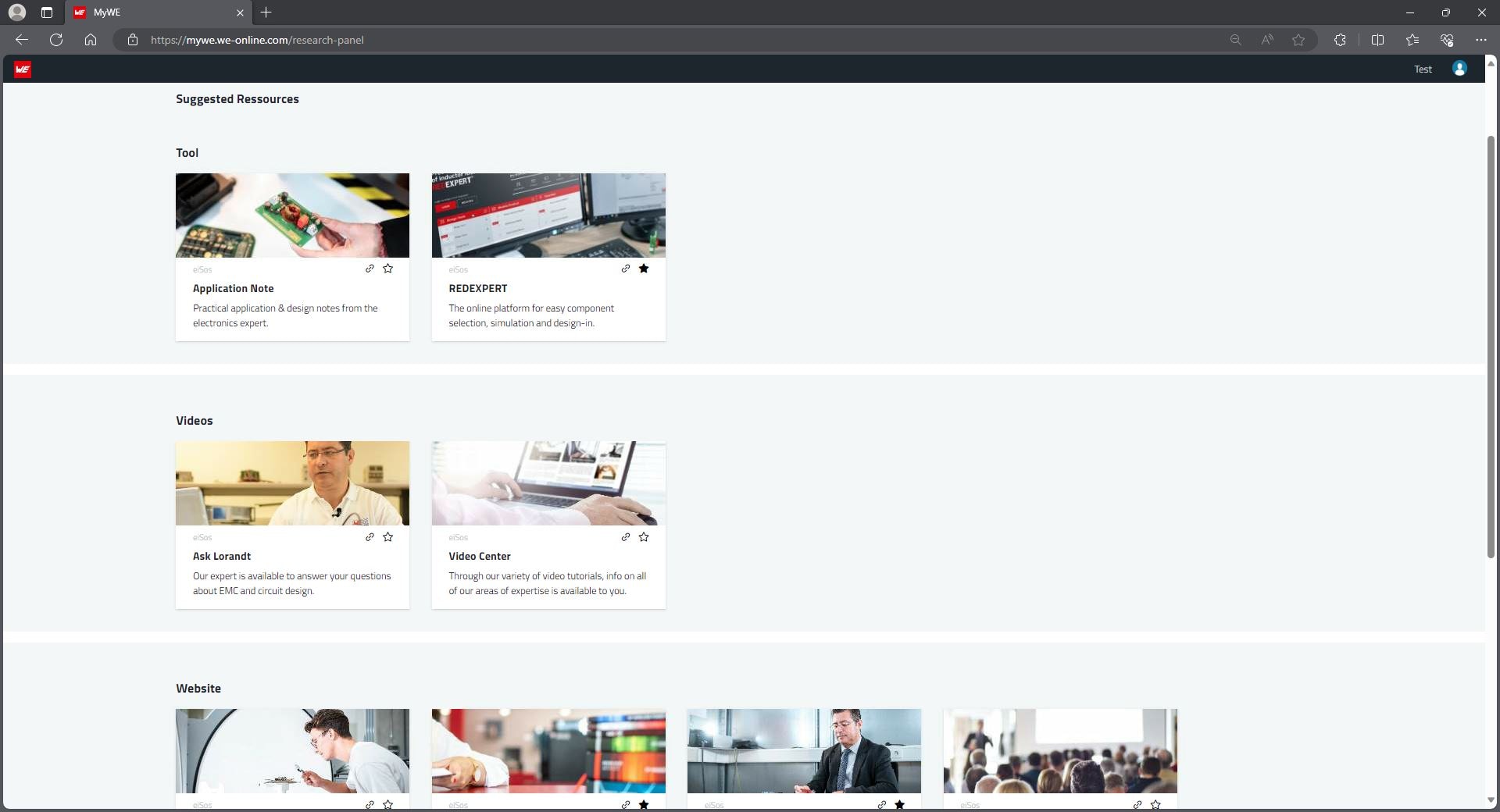 Screenshot of knowledge panel in the MyWE platform