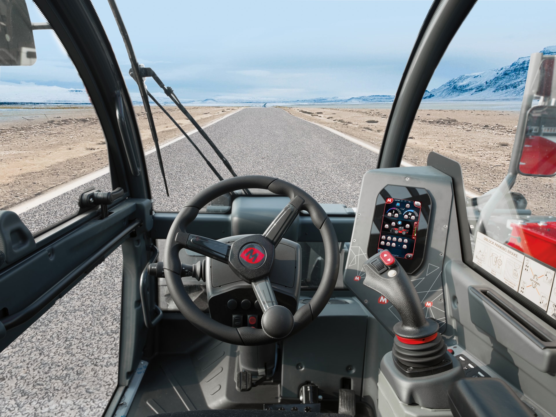Reference picture Magni cockpit Interior view of the cabin in the cockpit of a Magni telescopic loader