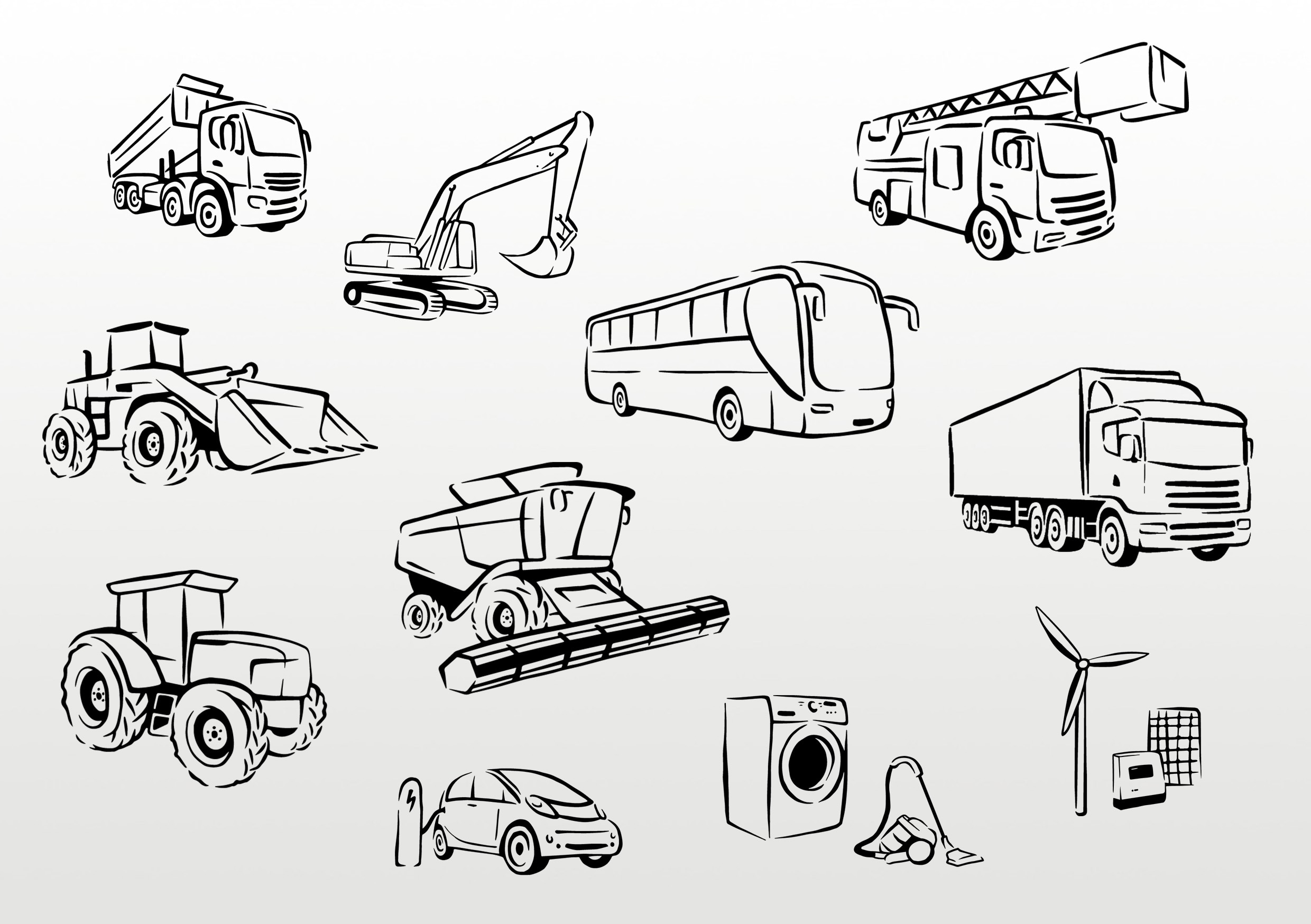 Branch Icons Picture of different Icons of industrial vehicles