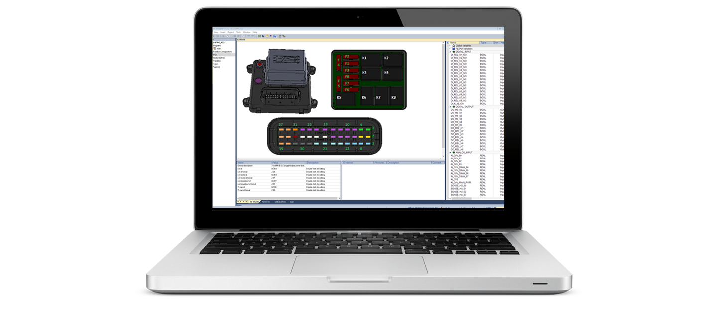 WEcontrol Designer opened laptop with the software tool WEcontrol Designer