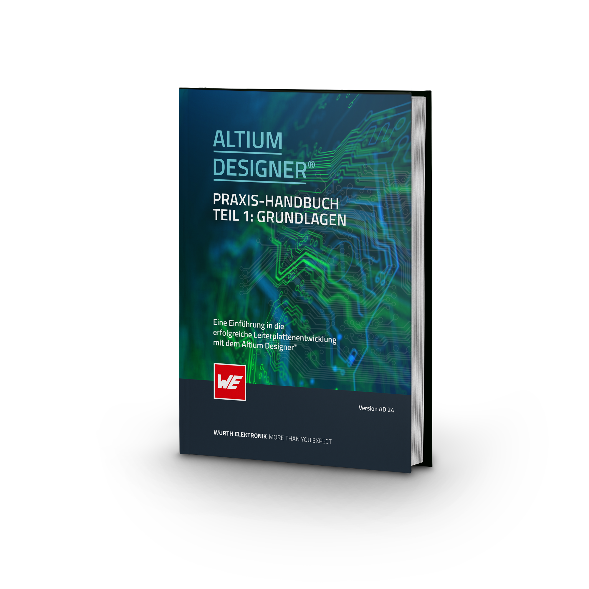 altium-designer-handbook Außenansicht des Altium Designer Handbuchs mit blau-grüner Farbe