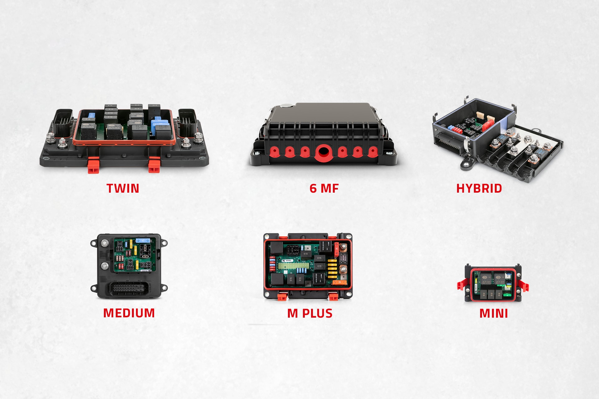 Product collage REDline Power Boxes Product collage REDline Power Boxes